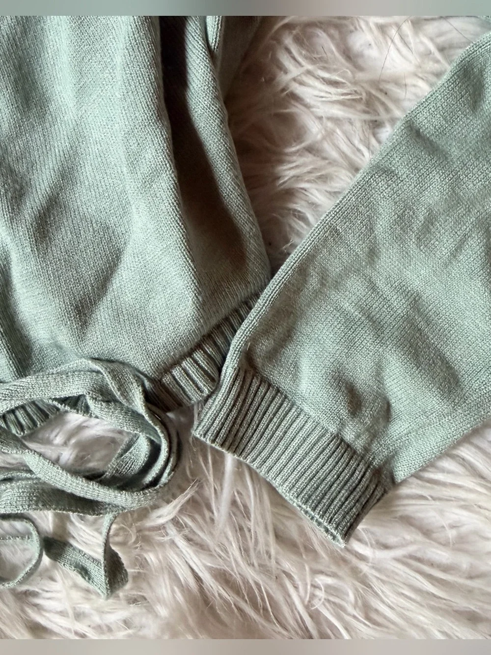 Astr the label knit wrap ballet sweater sage green S